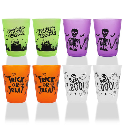 24Pcs Halloween Drinking Cups, Boo, Skeleton, Happy Halloween, Trick or Treat, and more for a Colorfully Spooky Halloween Party