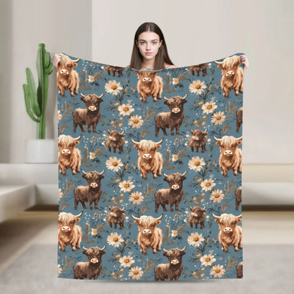 Christmas Highland Cow Fleece Blanket t for Home 150*125cm Piece. 25 Different Prints