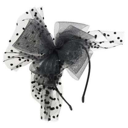 Vintage Tea Party Hat Ultra-Large Polka Dot Bowknot Headband