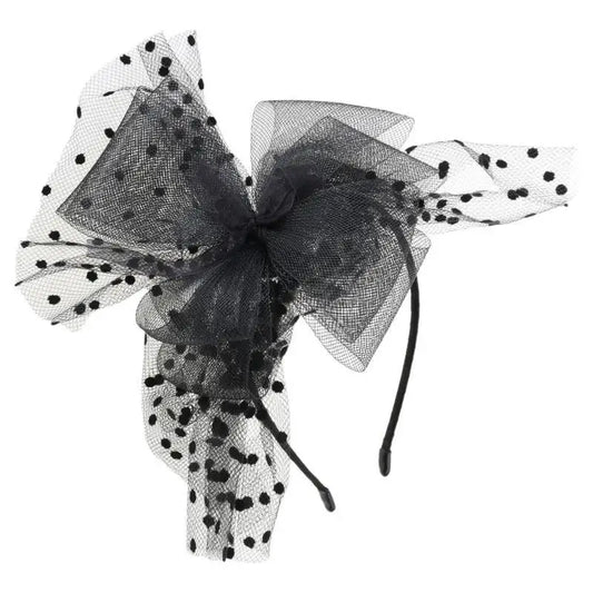 Vintage Tea Party Hat Ultra-Large Polka Dot Bowknot Headband