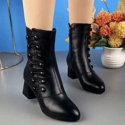 Women Boots  Autumn/Winter Fashion Cotton Shoes Plush Soft Bottom Waterproof Zipper Strap High Heel Women Boots Botas Mujer