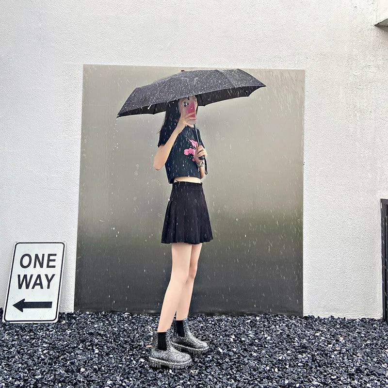 Shiney Ankle Rain Boots Wearable 4 Seasons Waterproof