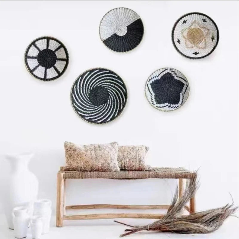 Boho Hand Woven Wall Basket Hanging, Decorative, Rustic, and unique in any room