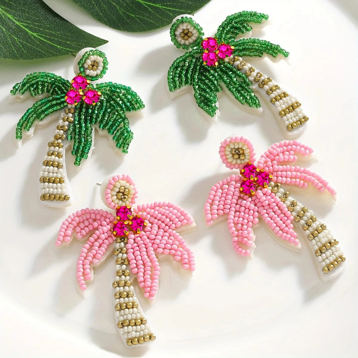 Fun Bohemian Handmade Beaded Coconut Trees and Cactus