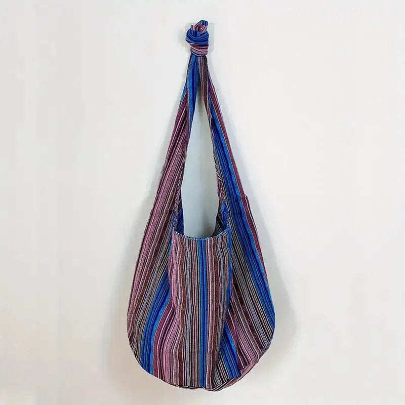 Bohemian Canvas Shoulder Crossbody Bag, Large Capacity, Ethnic Style Tote Bag