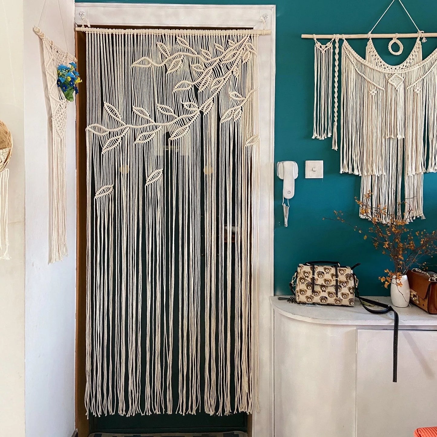 Hand-woven Macrame Cotton Tapestry Curtain, Wall Hanging Art Tapestry, Boho Decoration, Bohemian Wedding Backdrop Tapestry