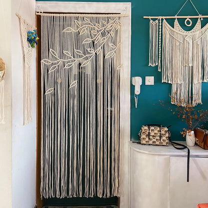 Hand-woven Macrame Cotton Tapestry Curtain, Wall Hanging Art Tapestry, Boho Decoration, Bohemian Wedding Backdrop Tapestry