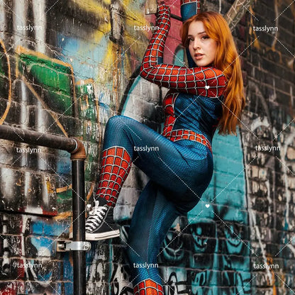Sizes to 3XL--Spandex Spiderwoman Suit