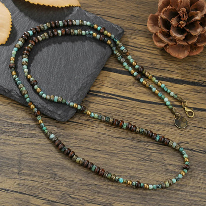 Retro Boho African Stone Necklace Hippie Long Beaded Necklace Tribal Jewelry