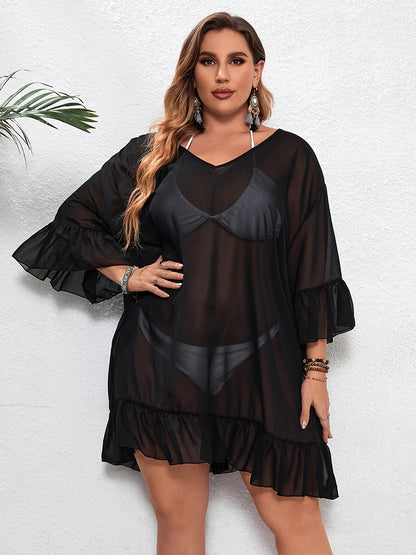Plus Size Blouse Ruffled Cover-Up Dress