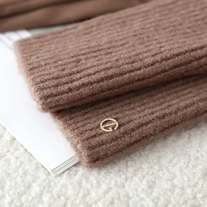 3 Ways to Wear Removable Suede Knit Gloves, Warm Touch Screen Fashion, Elegant Elasticity, Softly Thickened