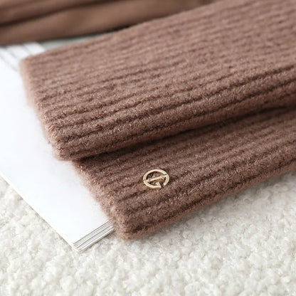 3 Ways to Wear Removable Suede Knit Gloves, Warm Touch Screen Fashion, Elegant Elasticity, Softly Thickened
