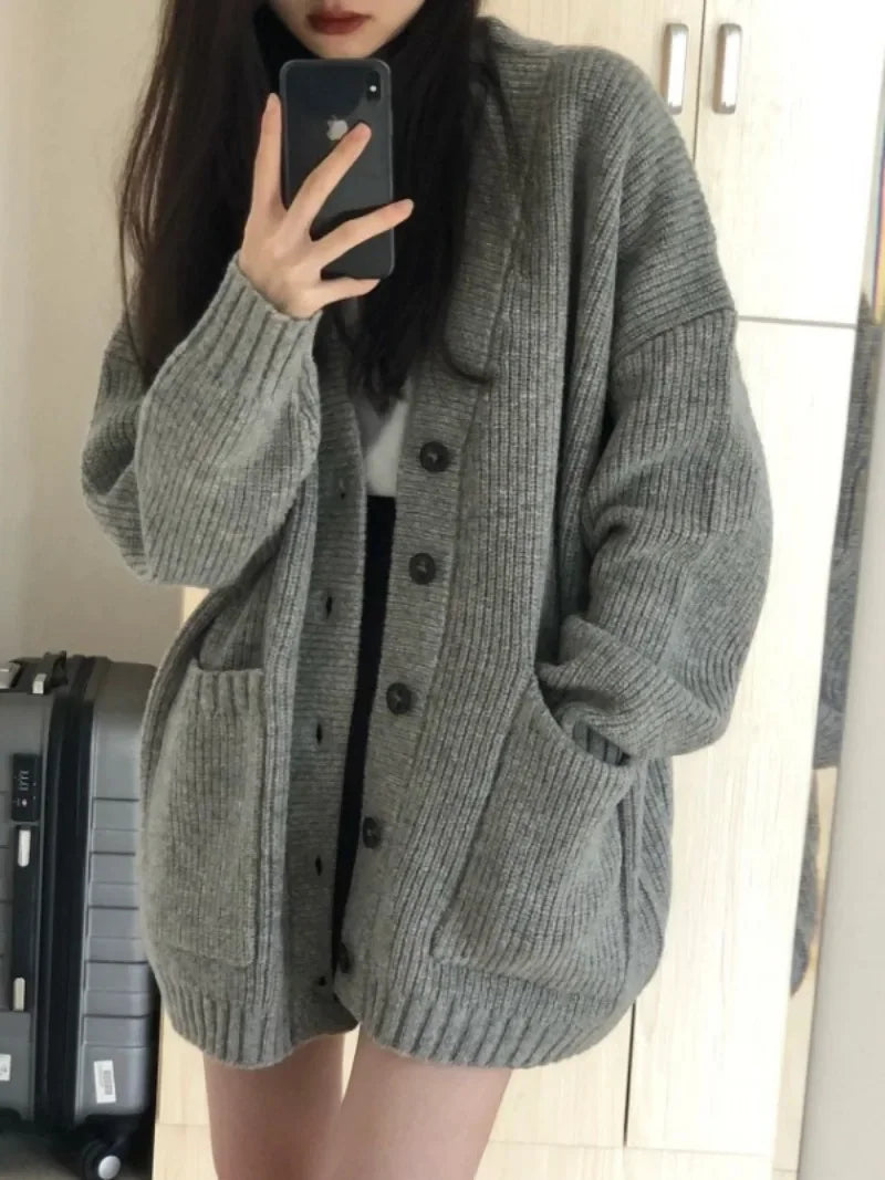 Oversized Cardigan Sweater-Coats, Long, Full Sleeves, V-Neck, Loose  Fit, Button Front. comes in Tan, Gray, Off White