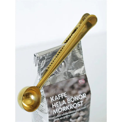 2-in-1 Stainless Steel Powder Measuring Scoop with Sealing Clip
