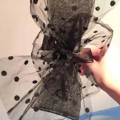 Vintage Tea Party Hat Ultra-Large Polka Dot Bowknot Headband