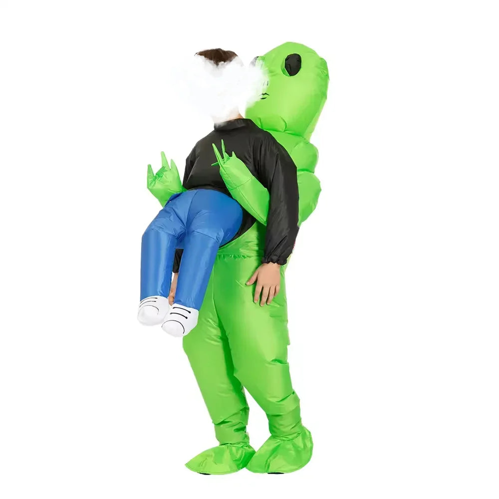 Inflatable Alien Costume With Fish Head Mask Funny Halloween Cosplay Suit For Adults