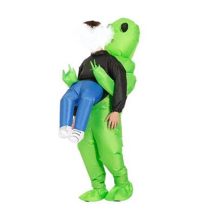 Inflatable Alien Costume With Fish Head Mask Funny Halloween Cosplay Suit For Adults