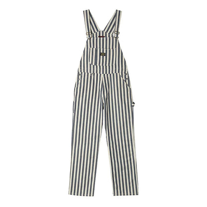 Sizes to 2XL American Retro Striped Denim Overalls Classic Fit Workwear Pants