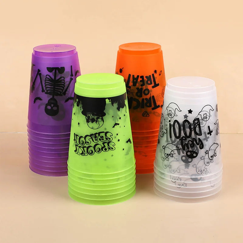 24Pcs Halloween Drinking Cups, Boo, Skeleton, Happy Halloween, Trick or Treat, and more for a Colorfully Spooky Halloween Party