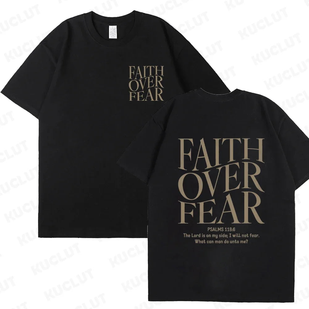 Sizes to 3XL Wide Variety of Colors "Faith Over Fear" T-shirts Christian Clothes Sportswear Bible verse