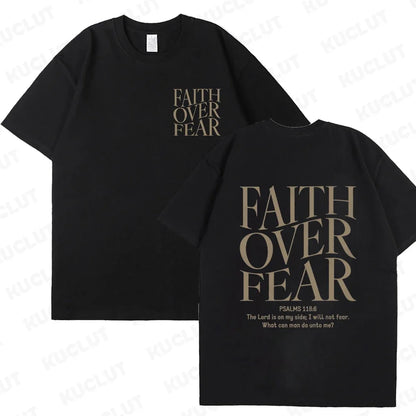 Sizes to 3XL Wide Variety of Colors "Faith Over Fear" T-shirts Christian Clothes Sportswear Bible verse