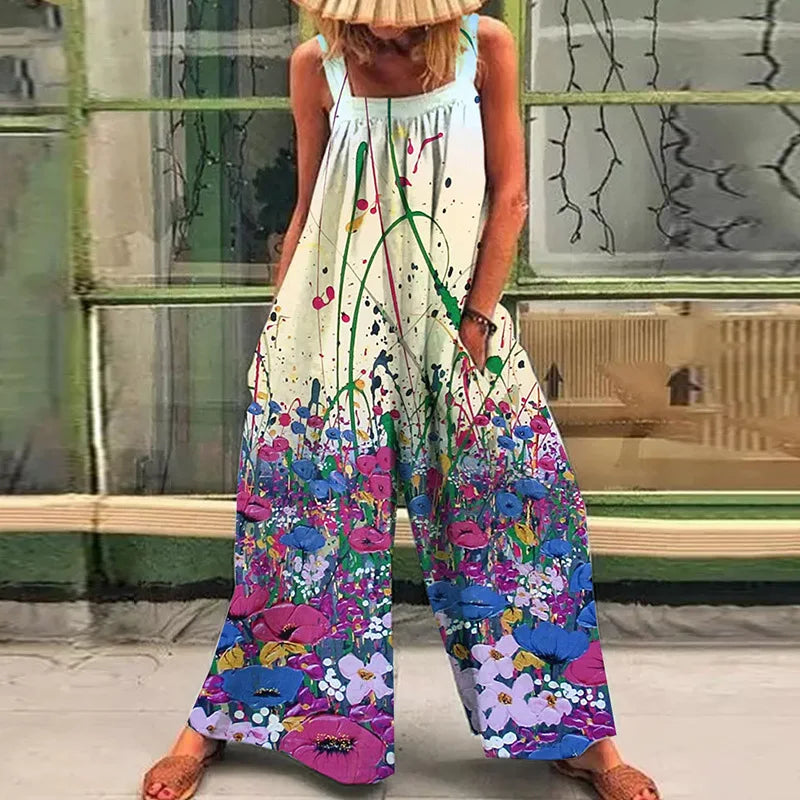 Loose casual tank-top jumpsuit wide-legs