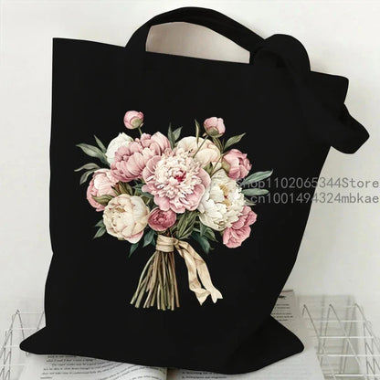 Aesthetics Peony Graphic Canvas Tote Bag . ALSO GREAT FOR GIFT BAG---WHY USE PAPER????