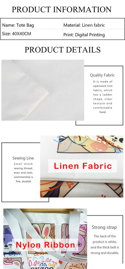 Mushroom Print Shopping Bag Eco Reusable Polyester/Linen Large Tote , Use as a GIFT BAG--WHY USE PAPER???