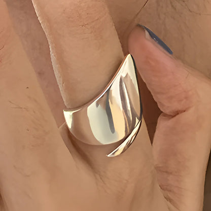 Sterling Silver Rings INS Fashion Vintage Hollow Lines  Adjustable  Jewelry