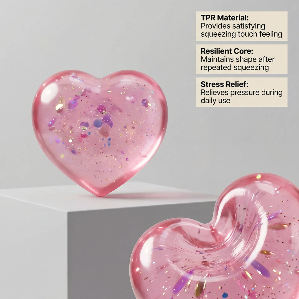 Heart-Shaped Squishy Toy, Soft and Comfortable to the Touch, Quick to Bounce Back, Cute and Compact, Portable Palm-Sized Toy. Size: 6.5Cm*6Cm