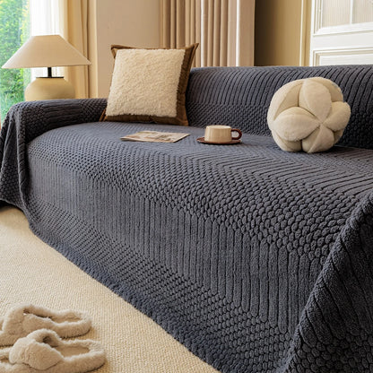 1pc Bohemian Jacquard Warm Tuffed Fleece Sofa Blanket