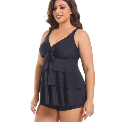 Sizes to 6XL Two Piece Set Tankini Swimsuits Ruffle Tops And High Waisted Shorts
