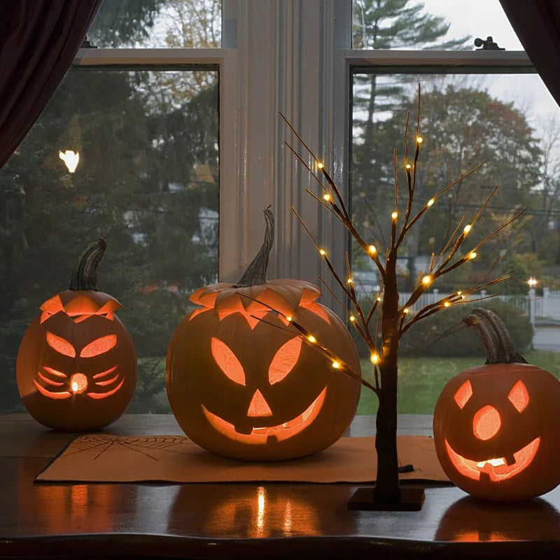 Halloween LED Birch Tree Light for Small Decorations.  Great to dis[play children's handmade Halloween items
