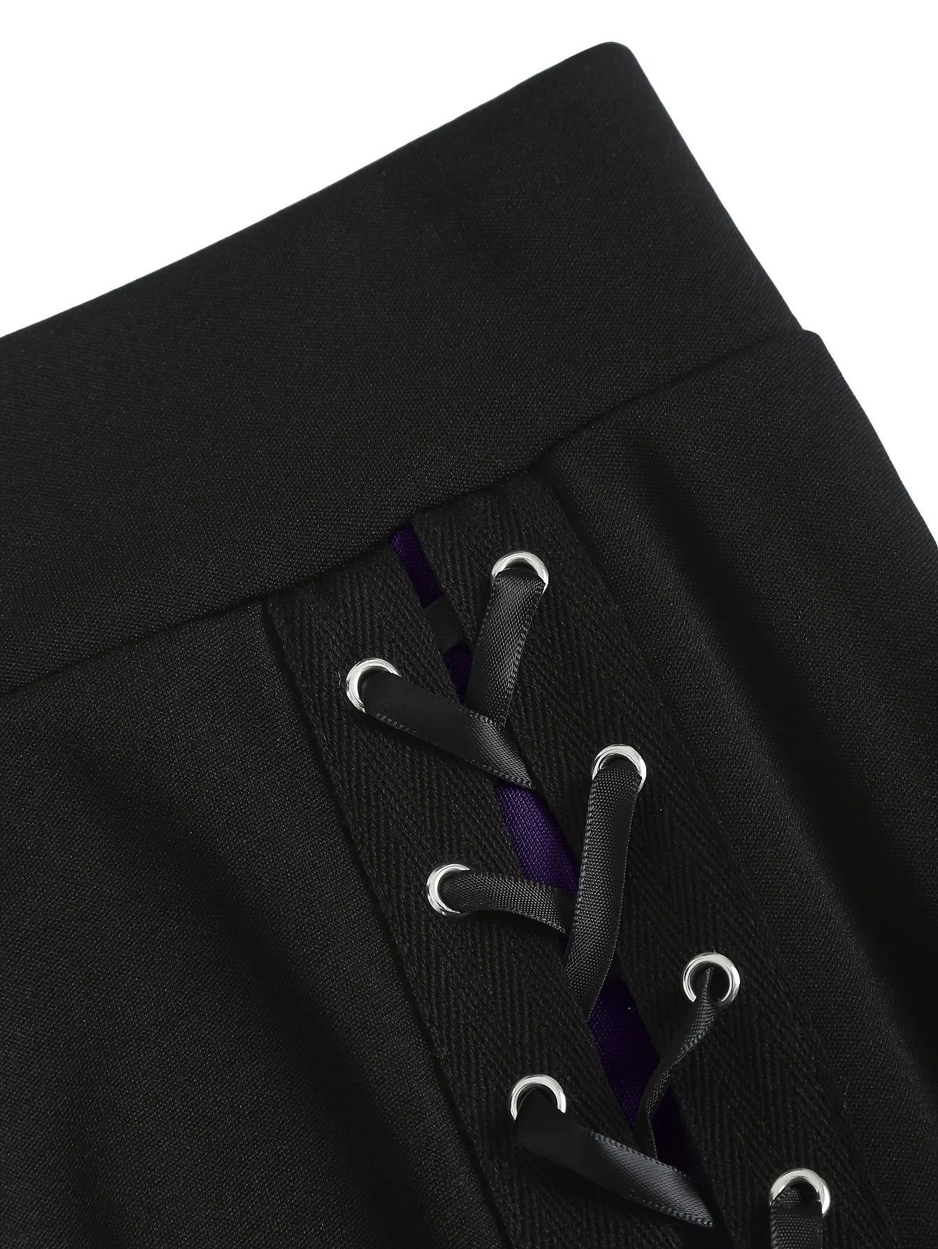 Sizes to 5XL in Red and Purple Accents, European and American fashion, lace-up high waisted A-line skirt