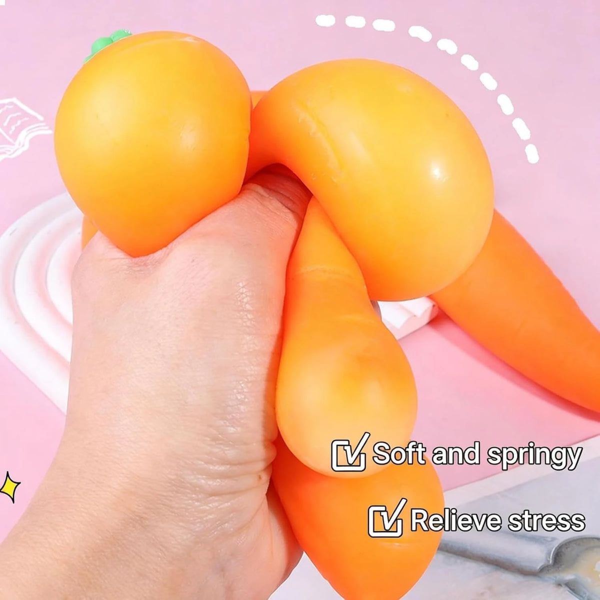 Carrot Stretch Squeeze Toy Soft Elastic, Stress Relief,  Fidget Toy Sensory Decompression Toy for Kids and Adults