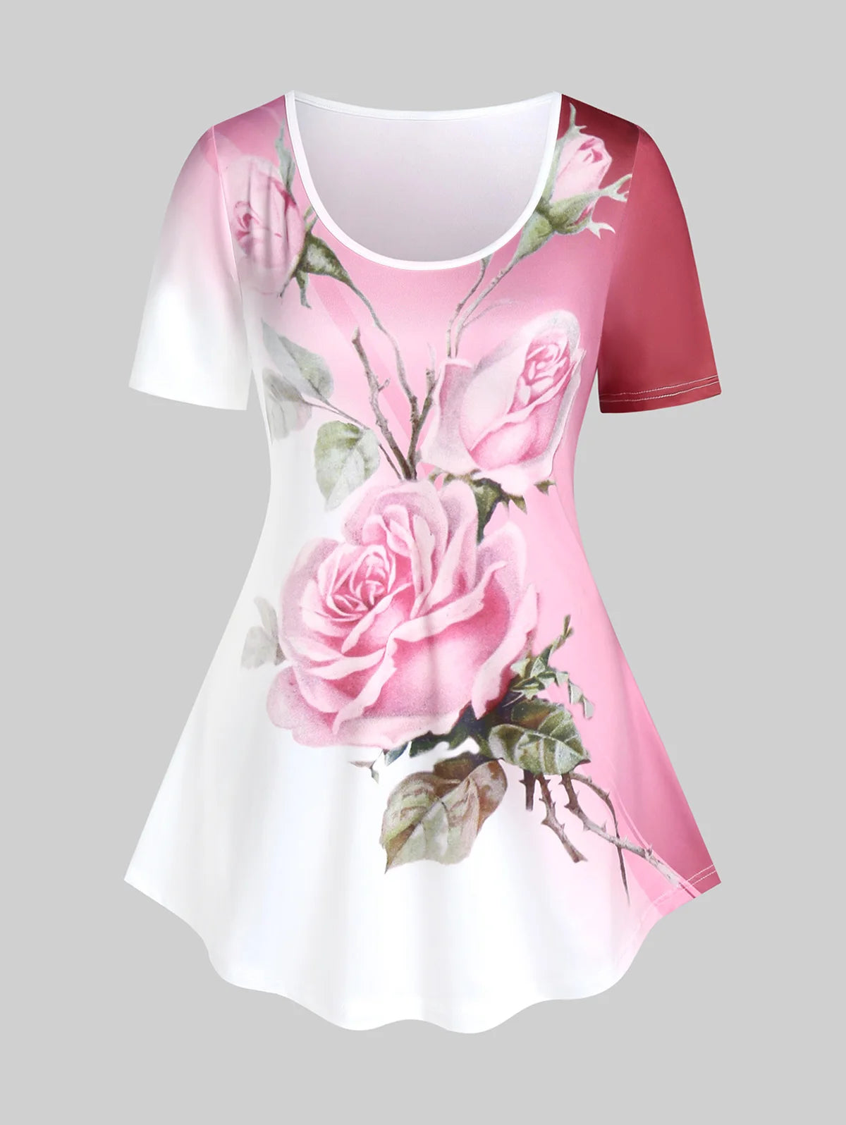 Plus Sizes to 4XL, 3D Printed Outfit, Floral Graphic Top and Matching Capri Leggings