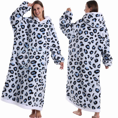 Super Long Flannel Pullover Night Shirt with Pocket and Hood, Super Snuggly for Men and Women, 12 Different Prints