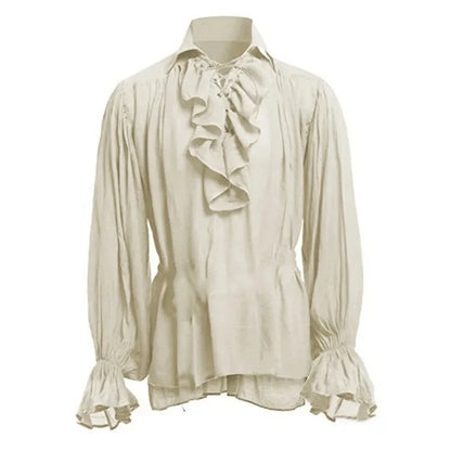 Medieval Halloween Costume Shirts, Autumn Casual Shirts, Steampunk,  Long Ruffled  Sleeve, Gothic Shirt