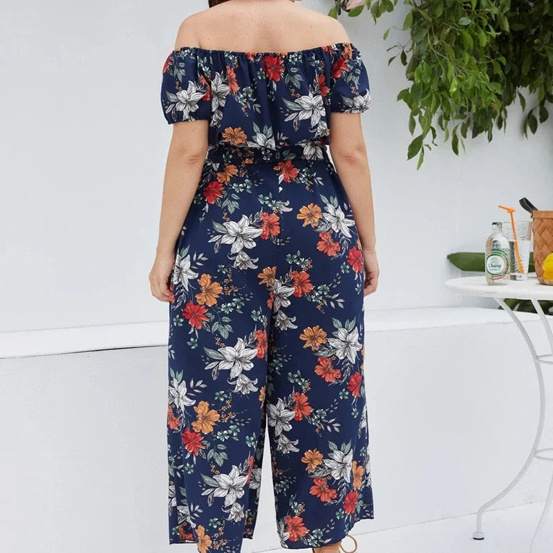 Sizes to 8XL!!!!!   Casual Boho Jumpsuits With Short Sleeves and Elastic Waist