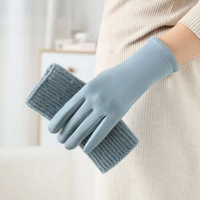 3 Ways to Wear Removable Suede Knit Gloves, Warm Touch Screen Fashion, Elegant Elasticity, Softly Thickened