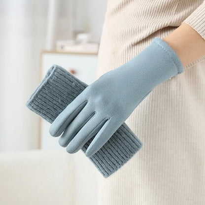 3 Ways to Wear Removable Suede Knit Gloves, Warm Touch Screen Fashion, Elegant Elasticity, Softly Thickened