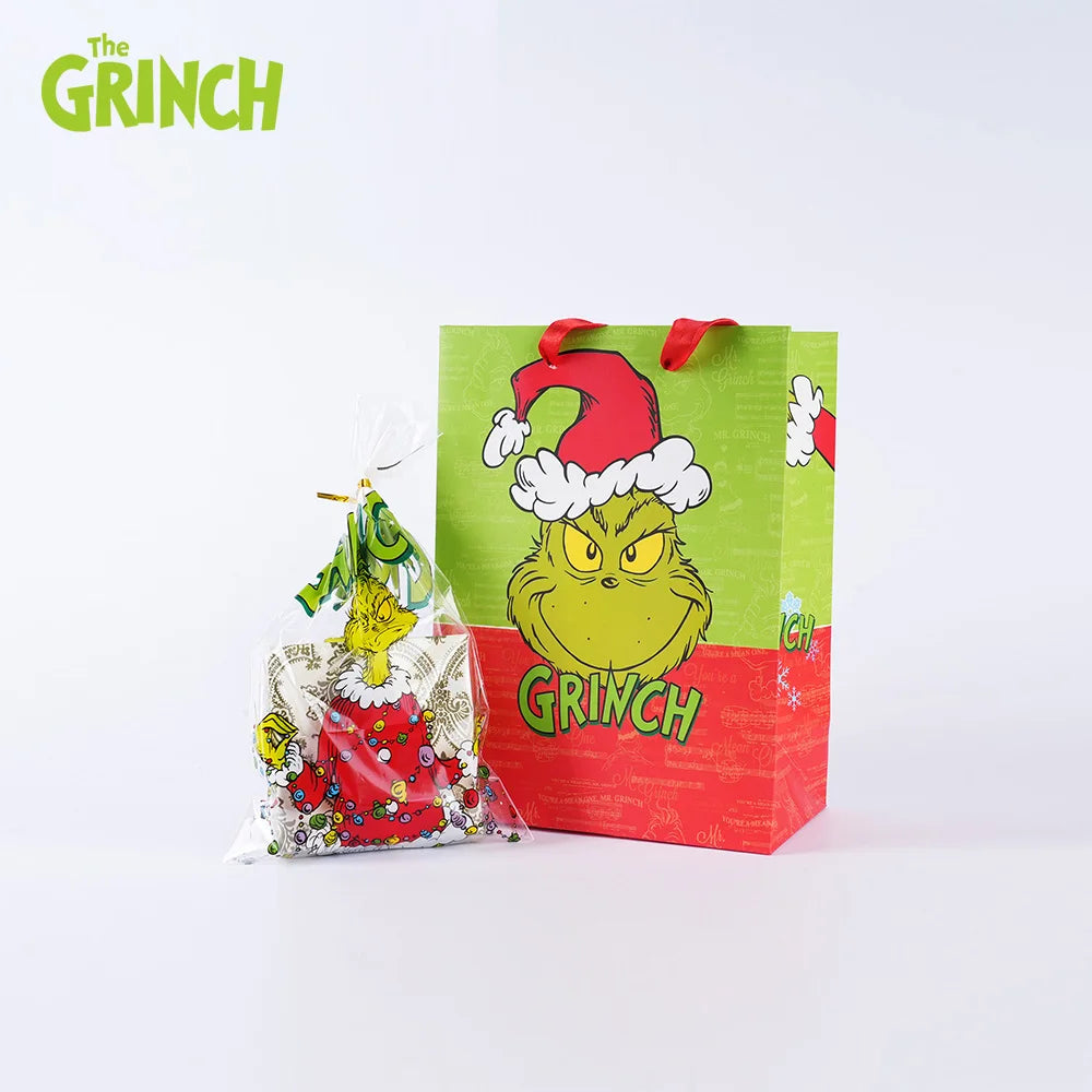 Grinch Christmas Gift Bags, Paper and Transparent, with Handles