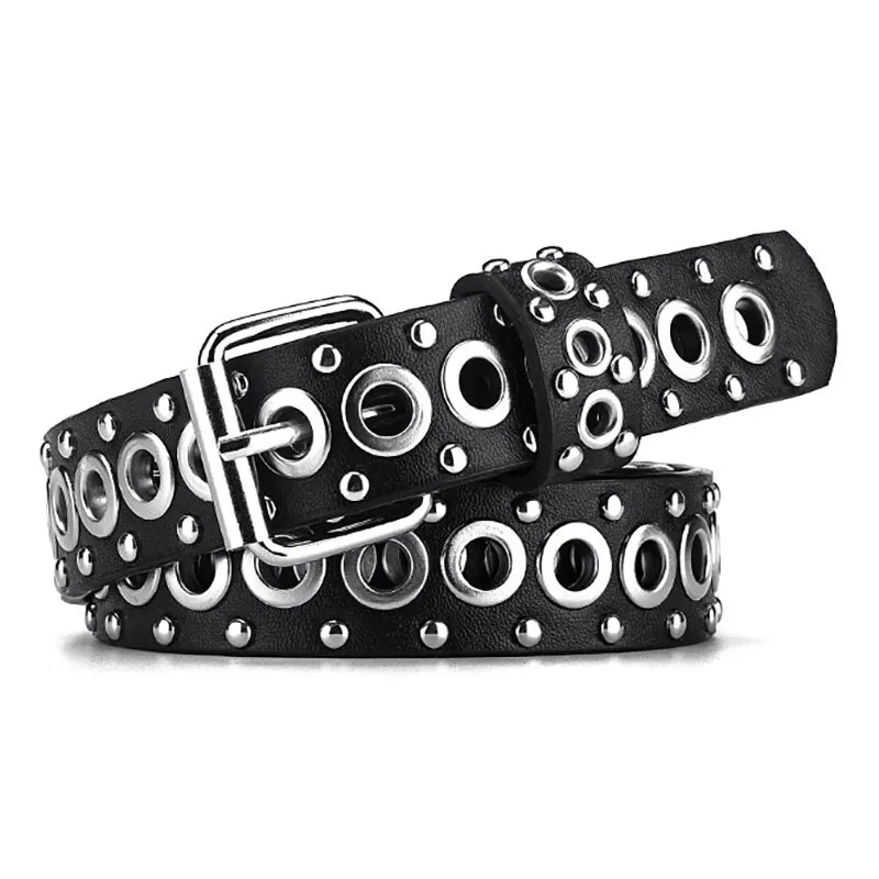 Punk Street Trend Circle Riveted Circles Thin Belt  In 7 Colors. 1.1 Inches wide and 43 Inches Long
