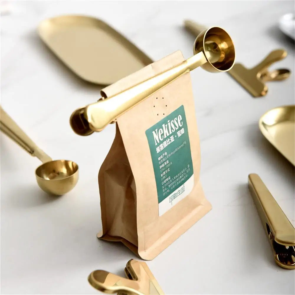 2-in-1 Stainless Steel Powder Measuring Scoop with Sealing Clip