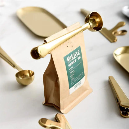 2-in-1 Stainless Steel Powder Measuring Scoop with Sealing Clip