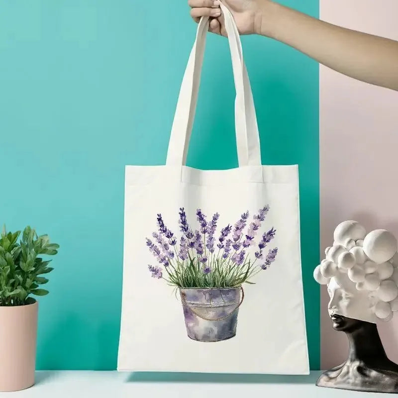 Gift Bag, Wildflowers Canvas Shoulder Bag, Handbag, Shopping Bag, Gift Bag