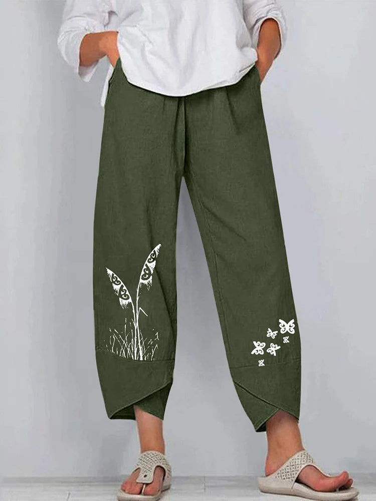 18 Solid and Patterned Cotton Linen Harem Pants, Wide Leg Trousers with Pockets