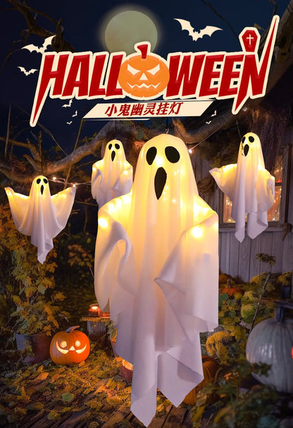 Halloween Hanging LED Ghost Light, in Orange or White