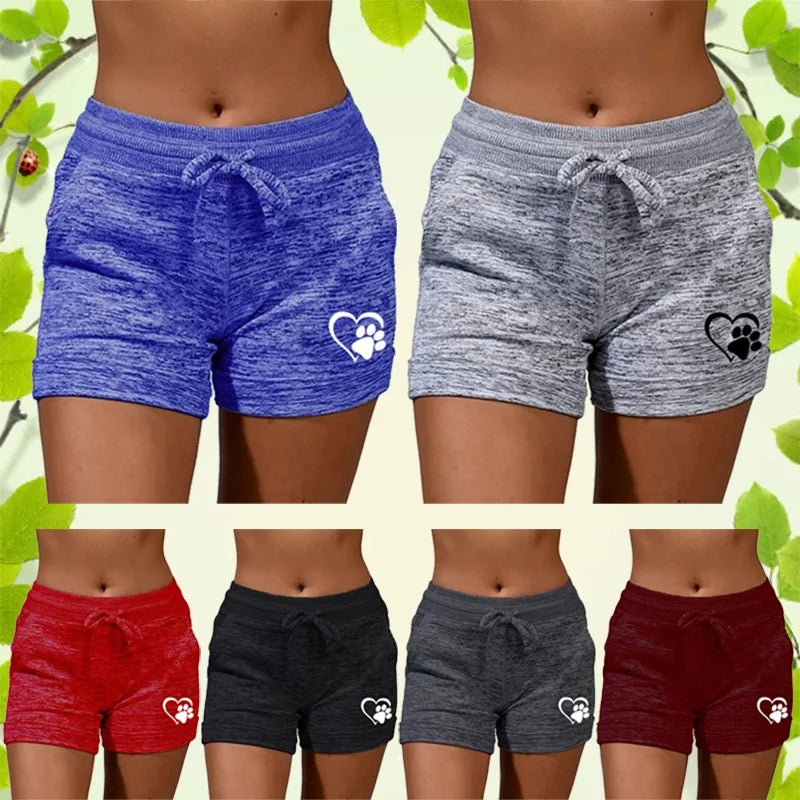 Summer High Waisted Drawstring Stretch Yoga Beach Shorts