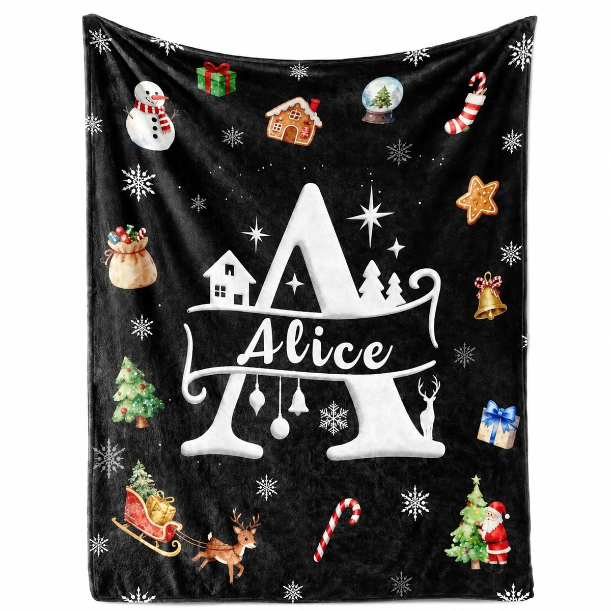 Personalized Christmas Blanket Customized Name Great Stocking Stuffer. 7 colors
